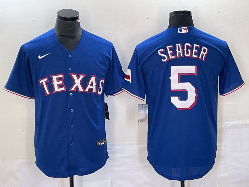 Men Texas Rangers #5 Seager Blue Game Nike 2023 MLB Jersey style 1->texas rangers->MLB Jersey